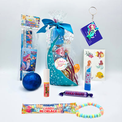 Pre Filled Mermaid Birthday Party Goody Bags With Toys And Sweets For Girls.