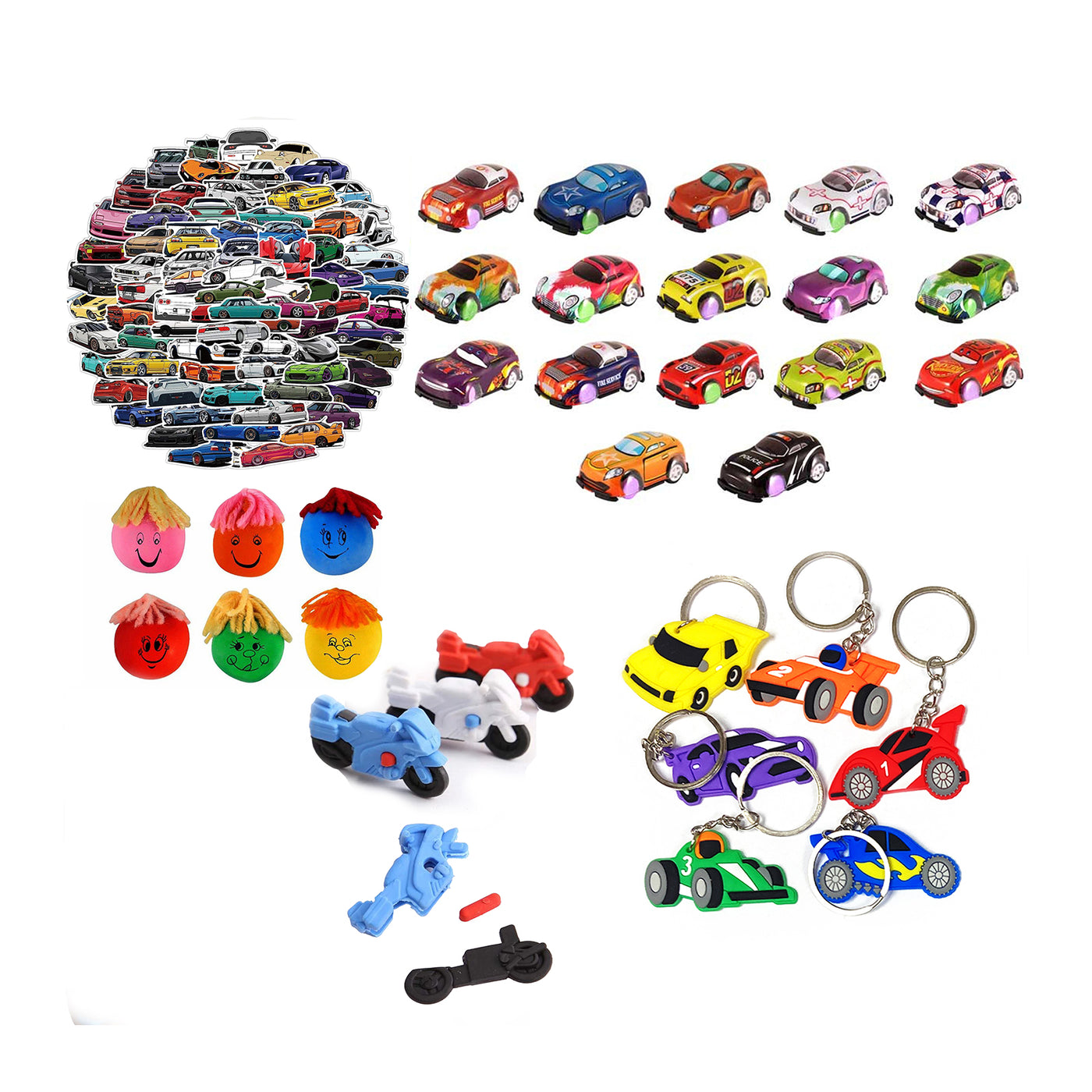 Pre Filled Birthday Racing Car Party Goody Bags With Toys In Plastic Vintage Pre Filled Racing Cars Party Favours For Boys