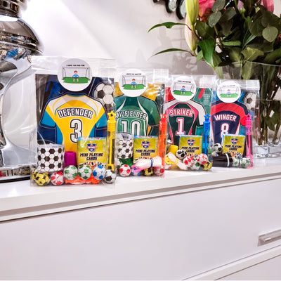 Children's Pre Filled Football Shirts Design Birthday Party Bags, Party Favours With Toys And Sweets.