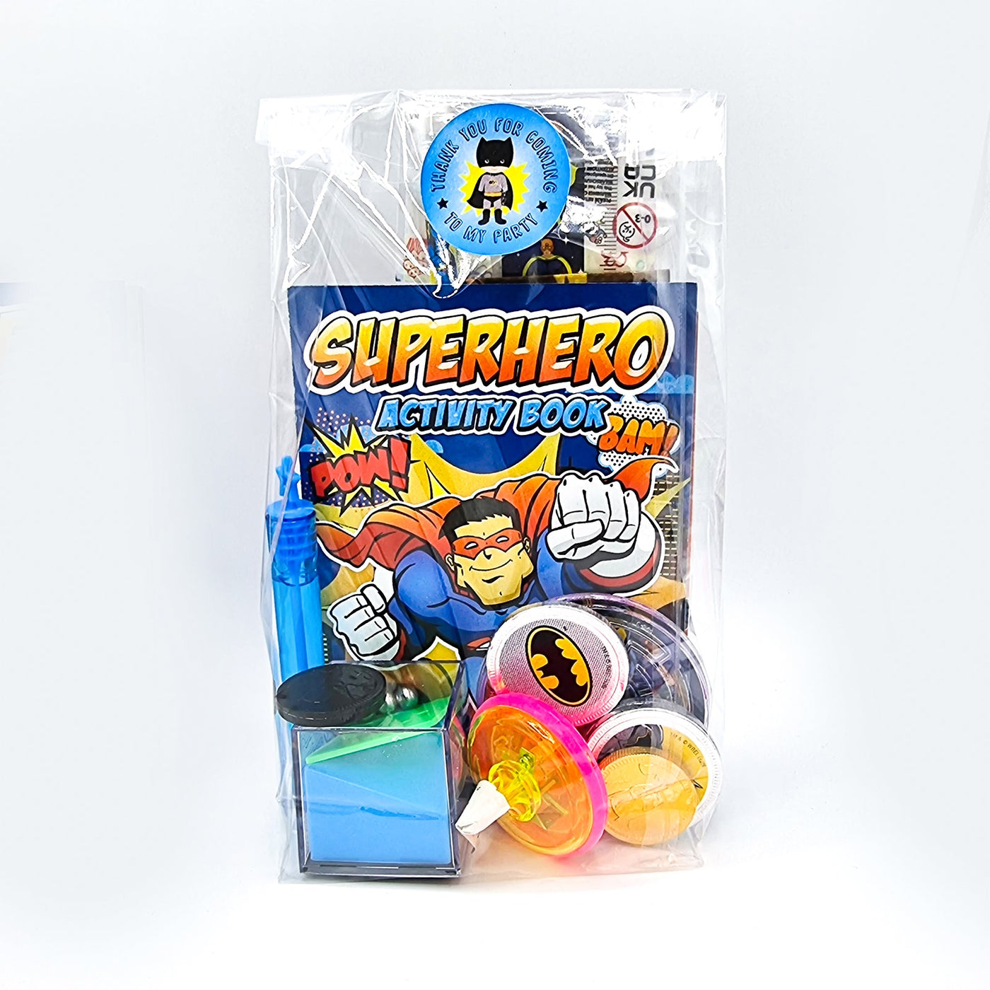 Pre-Filled Superhero Batman Superman Party Bags With Toys And Sweets For Boys.