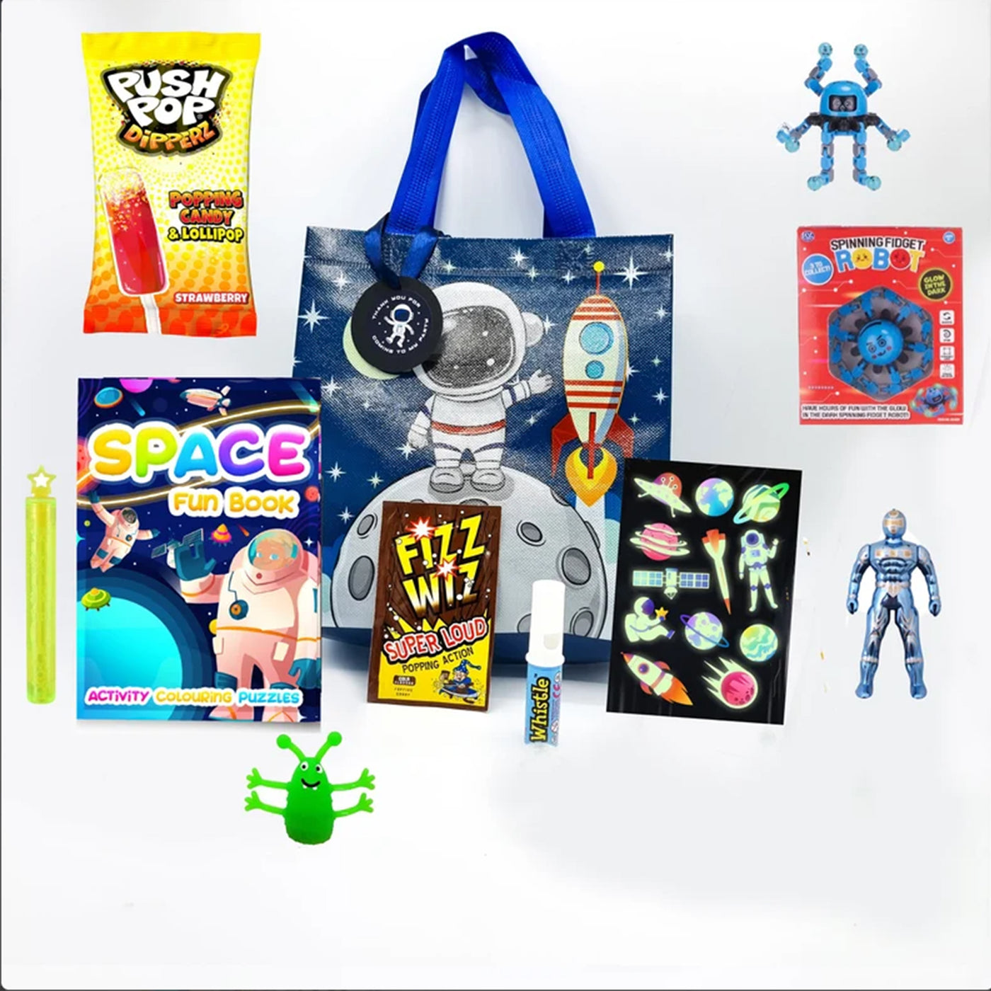Pre Filled Space Astronaut Birthday Party Bags With Toys And Sweets For Children, Party Favours.