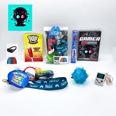 Pre Filled Retro Gamer Birthday Party Goody Bags With Toys And Candy For Boy And Girls.