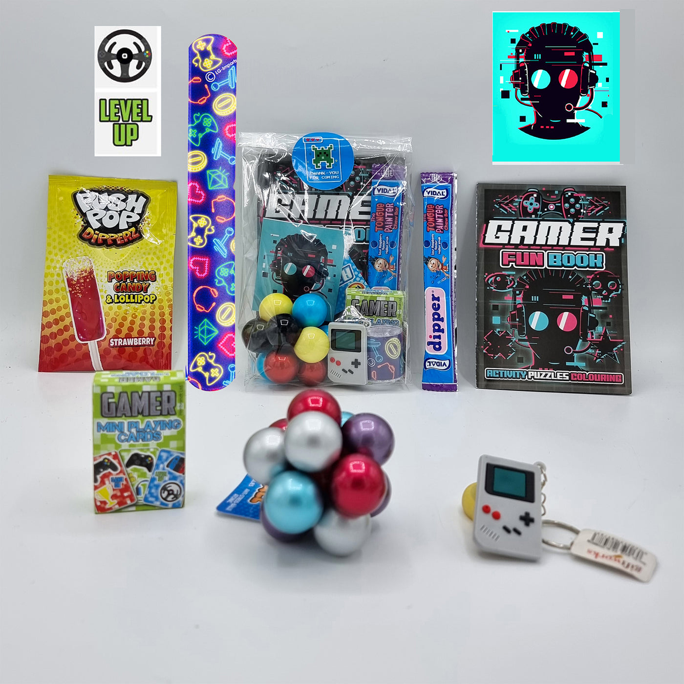 Children Gamer Birthday Party Favours With Toys And Sweets, For Boys And Girls.