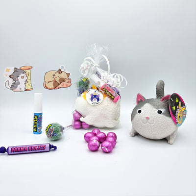 Girls Boys Pre Filled Cat Birthday Party Bags With Sweets And Toys.