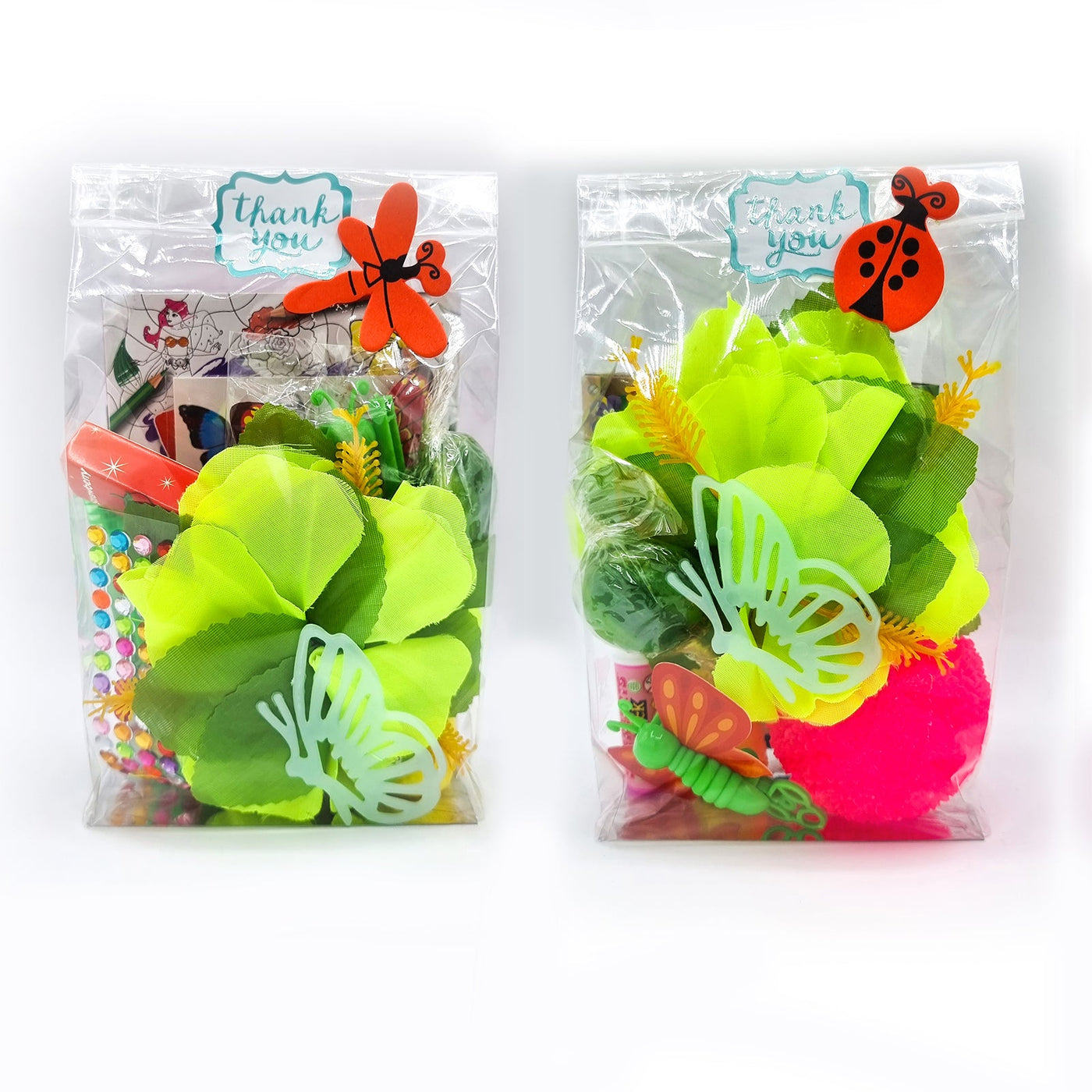 Ready Made Girls Neon Glow Flower Butterfly Garden Party Goody Bags With Toys And Sweets, Party Favours.