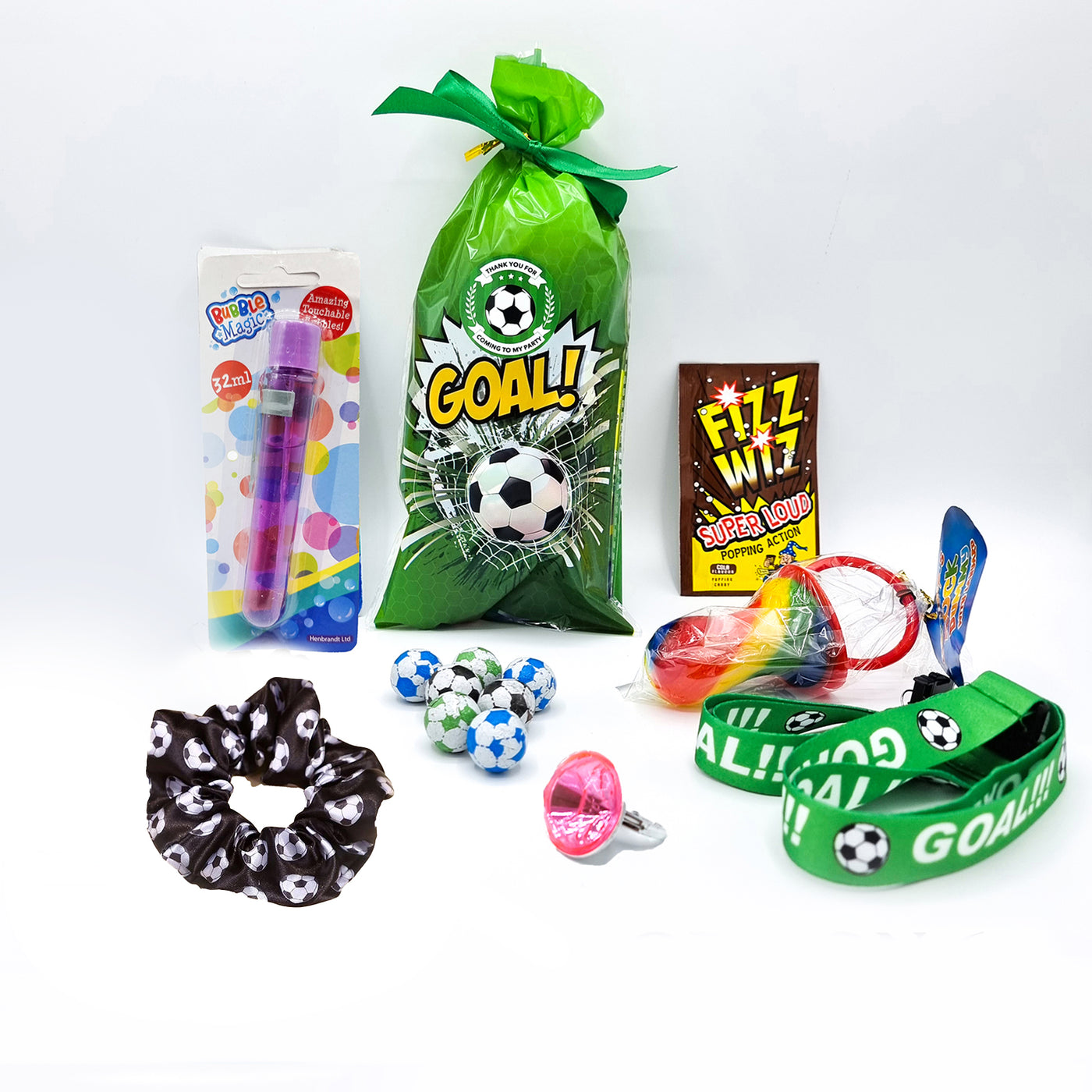 Pre-filled Football Party Bags With Novelty Toys And Sweets For Girls.