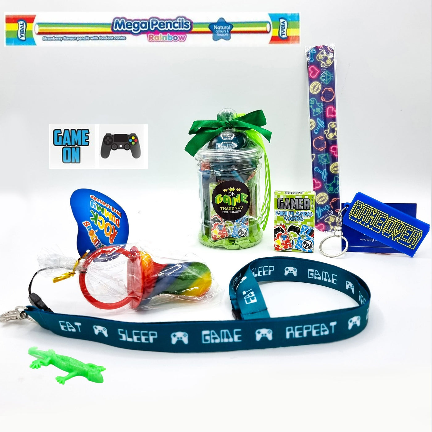 Children Pre Filled Gaming Party Goody Bags In Jars, Retro Gamer Party Favours Boys And Girls.