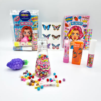 Pre Filled Candy Girls Birthday Party Goody Bags With Fashion Toys, Candy, Tattoos, Note books.