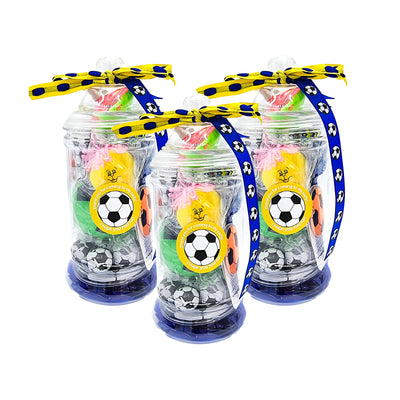 Pre Filled Birthday Party Goody Bags In Vintage Jars With Toys And Sweets, Football Party Favours.