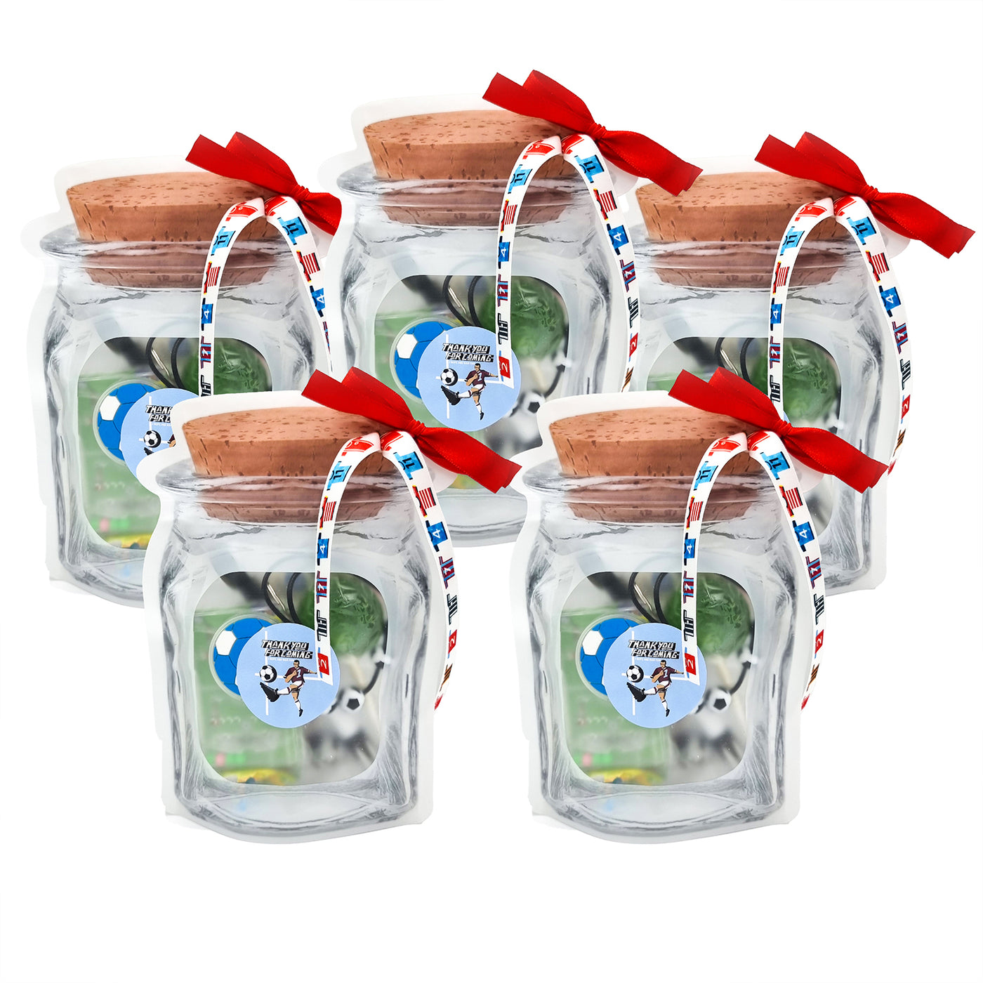 Pre Filled Blue Red Football Birthday Party Goody Bags For Boys, Party Favours With Toys And Candy.