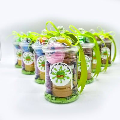 Pre Filled Slime Goody Bags, Party Favours In Vintage Jars With Toys And Sweets.