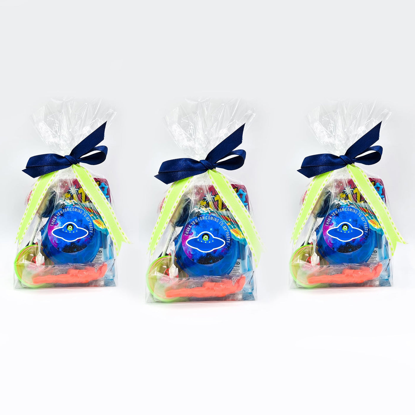 Unisex Pre Filled Alien Cosmos Birthday Party Bags, Party Favours With UFO Toy. 