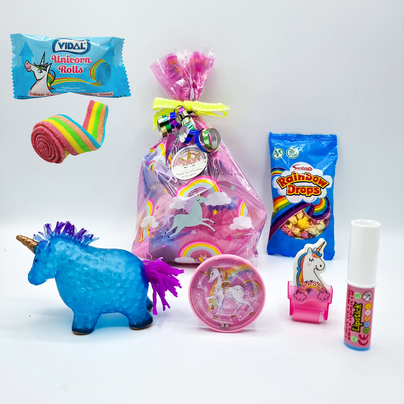 Pre Filled Magical Unicorn Birthday Party Favours For Girls With Unicorn Toys.