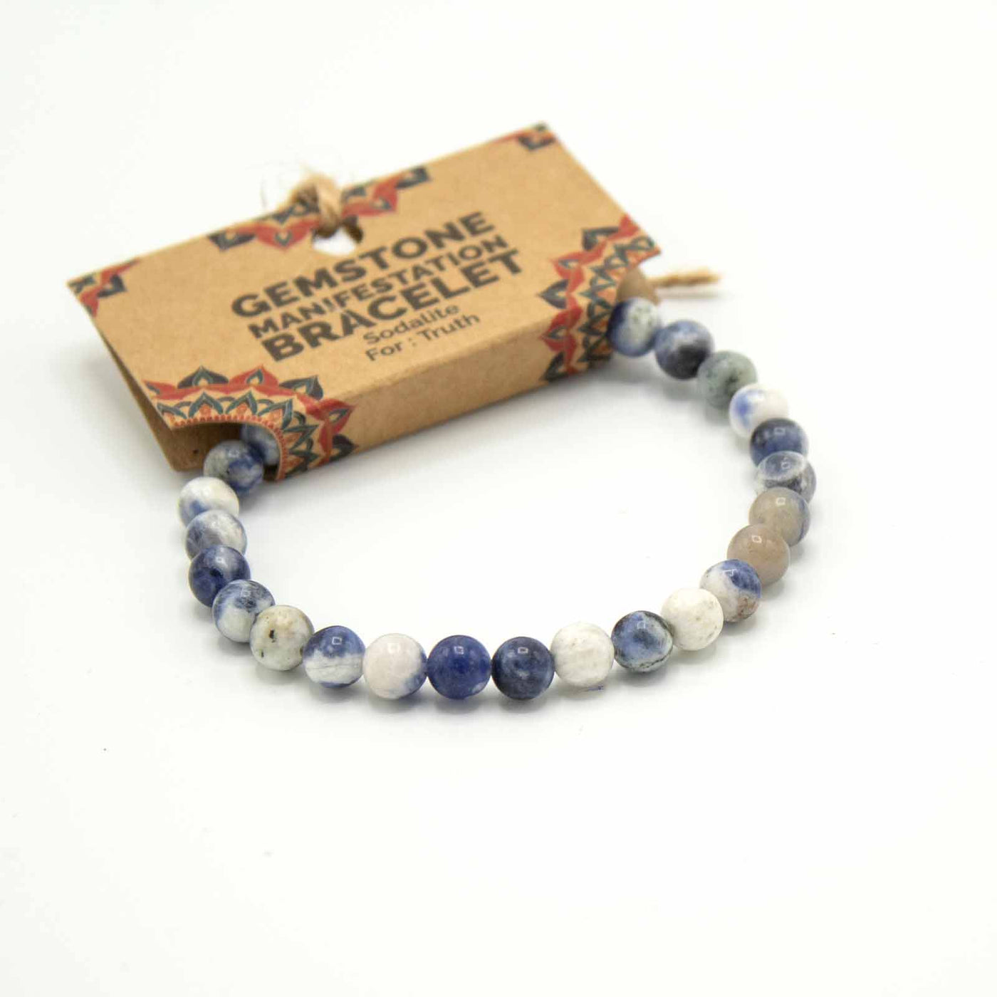 Unisex Sodalite Gemstone Beads Manifestation Truth Stretchy Bracelet.
