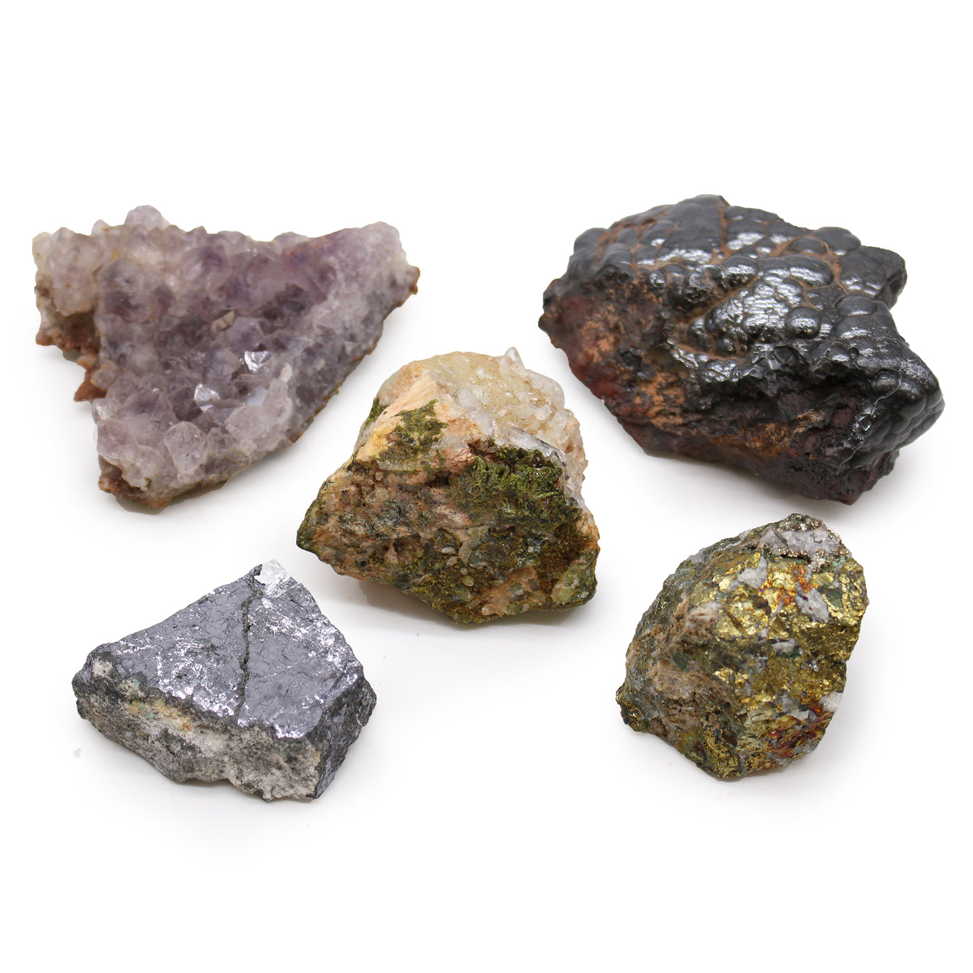 Pack Of Five Rare Mixed Mineral Gemstones