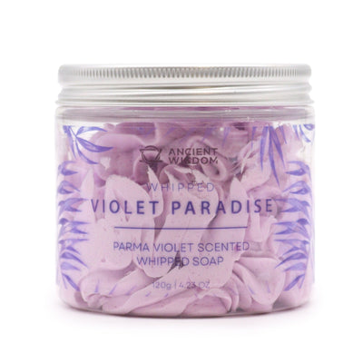 Violet Paradise Parma Violet Paraben Free Soap In The Jar From Ancient Wisdom.