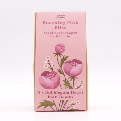 Pink Hearts Blooming Pink Bath Bomb Gift Set For Valentine, Mother's Day.