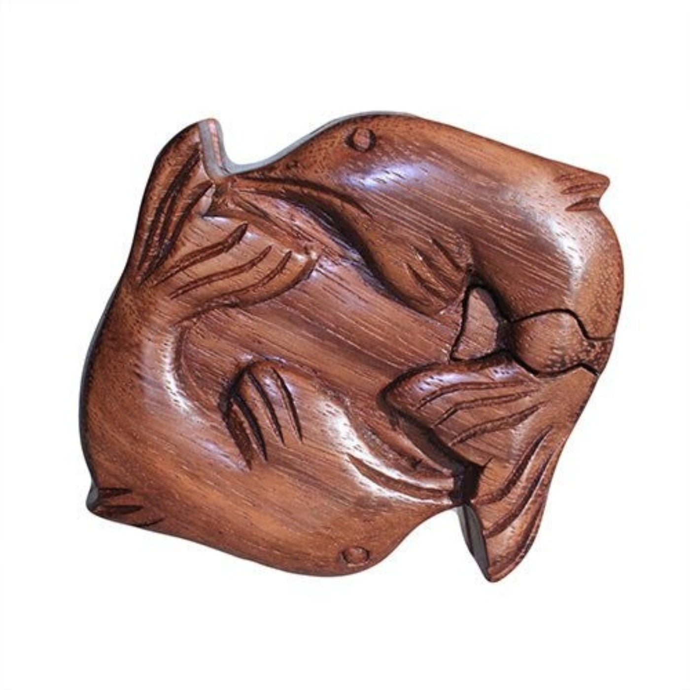 Handmade Dolphins Shaped Wooden Magic Puzzle Storage Box.