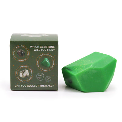 Green Rock Soap Bar With Hidden Gemstone - Earth