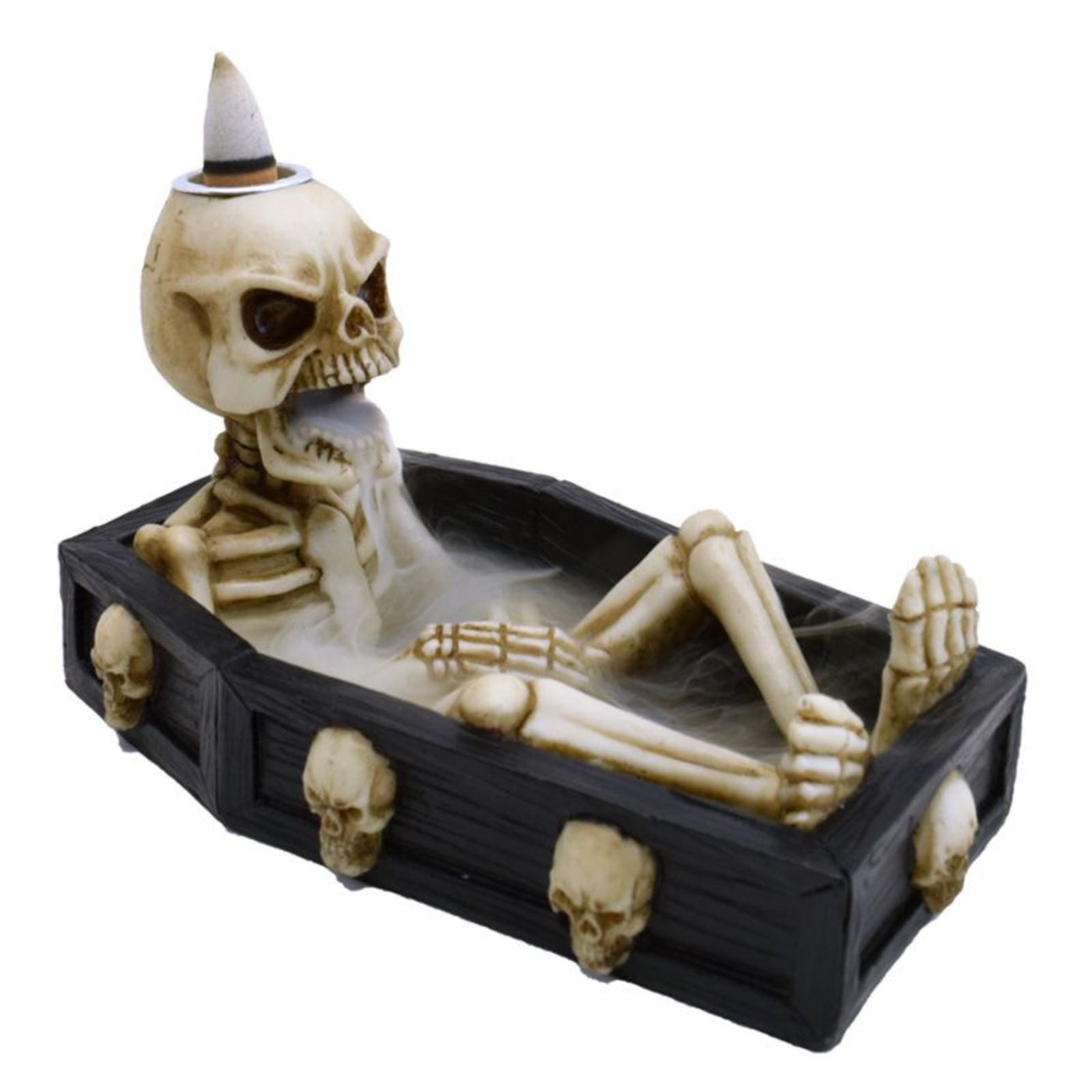 Skeleton In The Coffin Halloween Backflow Cone Holder.