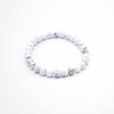 White Jasper Gemstone Beads Manifestation Peace Stretchy Bracelet.