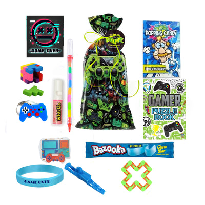 Children Pre Filled Birthday Gamer Party Goody Bags, Party Favours With Toys And Sweets.
