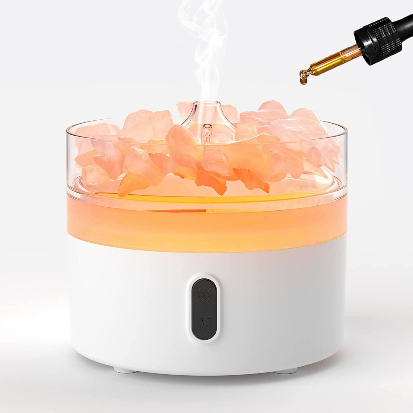 Flame Effect Himalayan Salt Aroma Diffuser With Light And Salt Rocks.