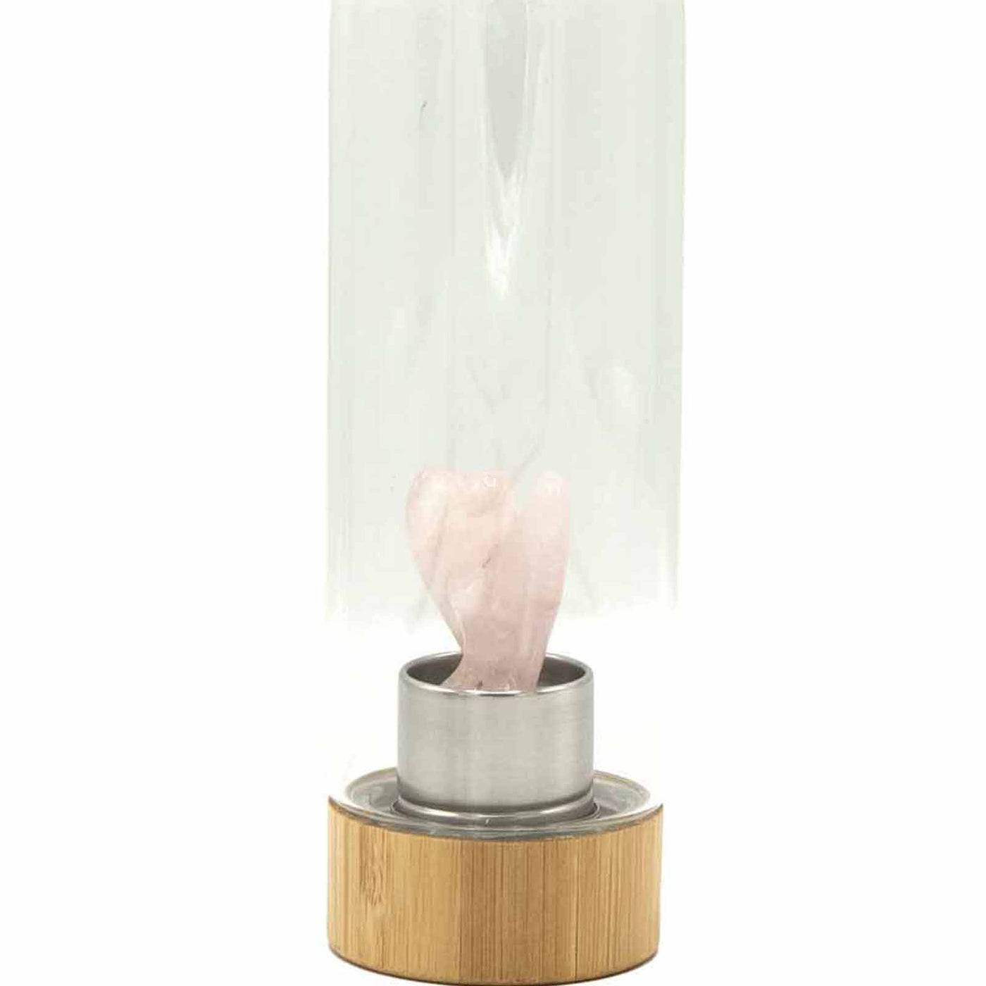 Rose Quartz Angel Obelisk Gemstone Infused Glass Water Bottle 500 ml.