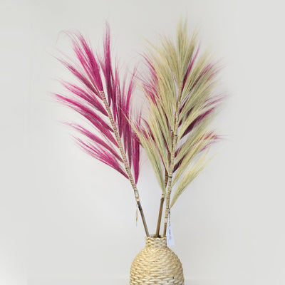 Set Of 3 Natural Large Pink Exotic Dried Rayung Pampas Decorative Grass 1.6m