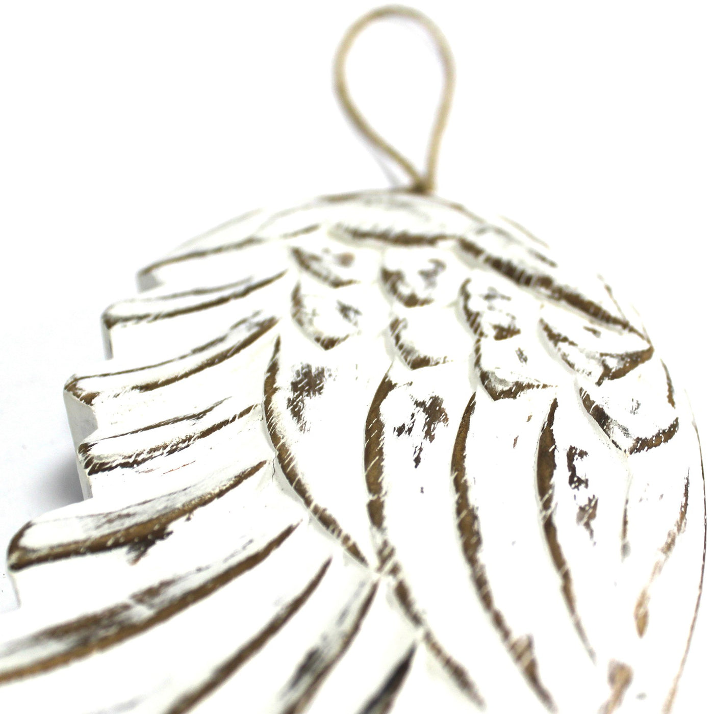 Vintage Style Distressed Wooden White Angel Wings.