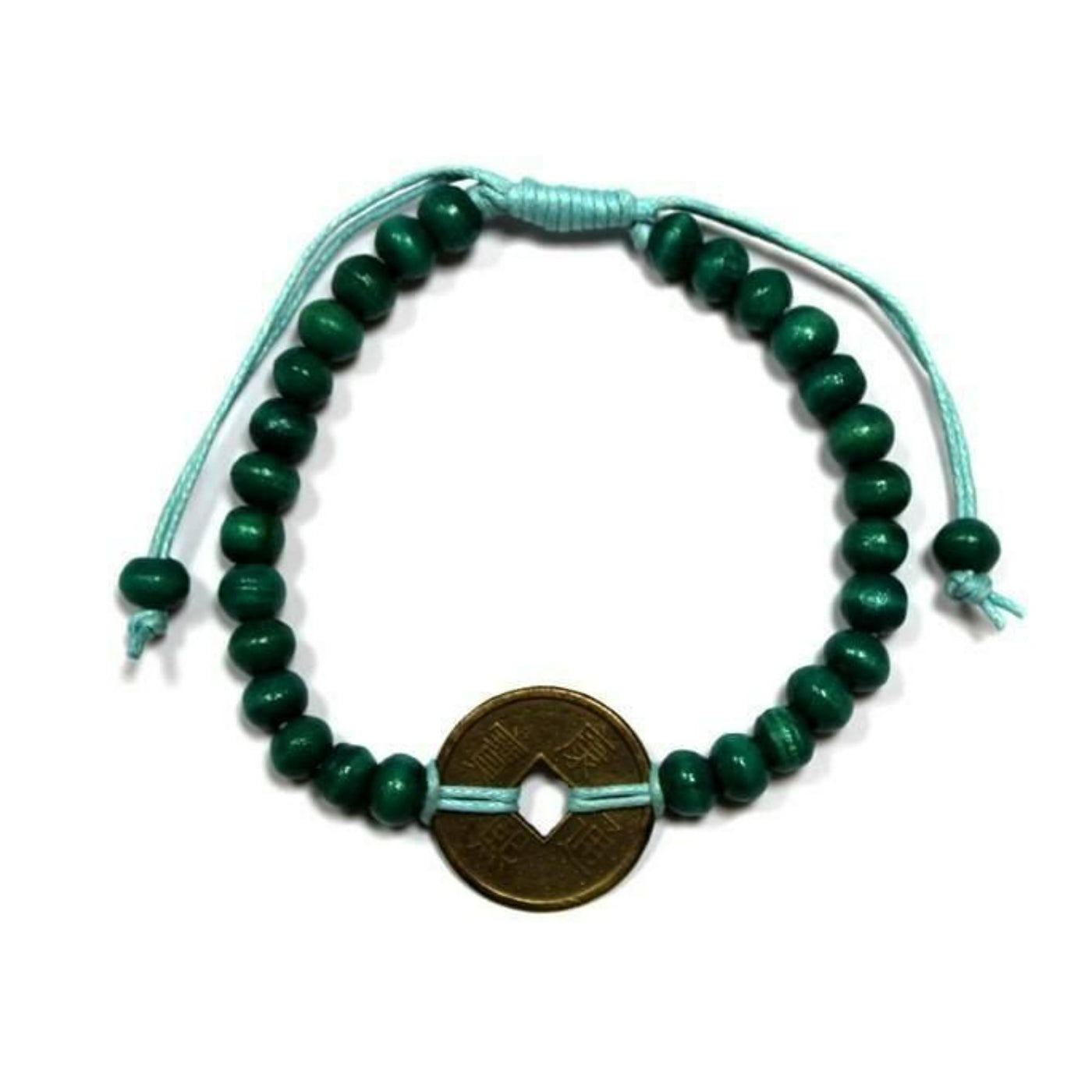 Unisex Green Good Luck Coin Of Fortune Feng-Shui Bracelets.
