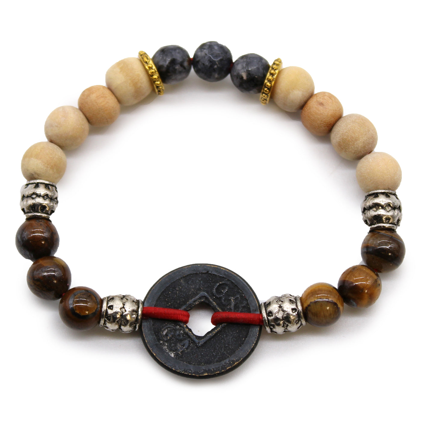 Tri Hita Reincarnation Women's Bracelet With Stone Glass & Wooden Beads