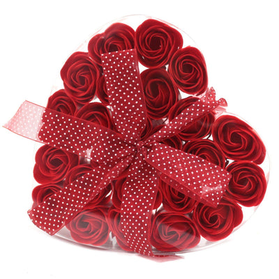 Set of 24 Red Roses Soap Flower In Heart Gift Box.