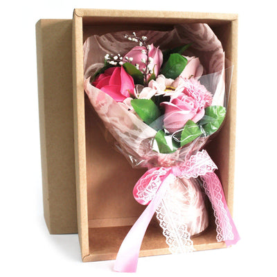Pink Boxed Body Soap Flower Gift Bouquet 