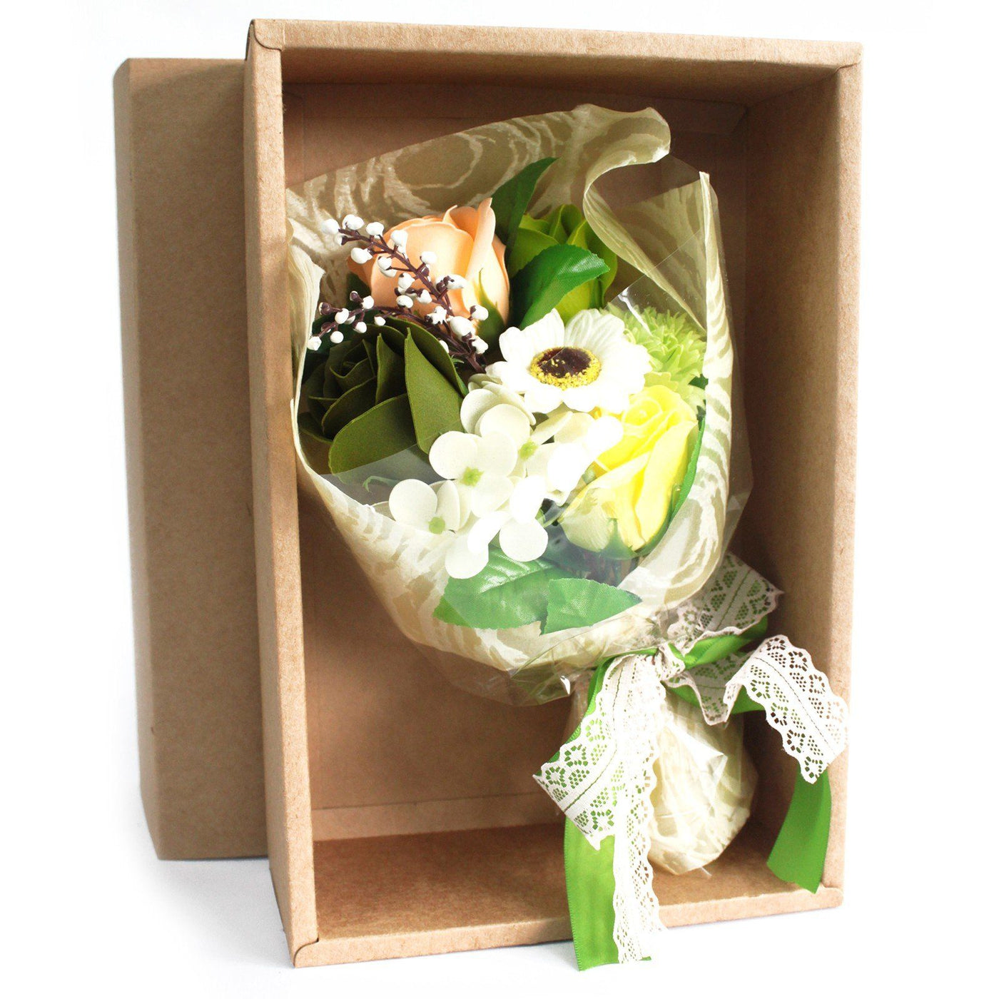 Gift Boxed Green Body Soap Flower Bouquet, Wedding Gift, Birthday Gift.
