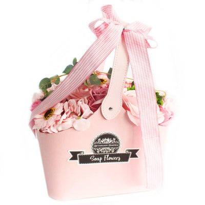 Beautifully Packed In Gift Basket Pink Body Soap Flowers, Perfect Wedding Gift, Birthday Gift, Christmas Stocking Filler.