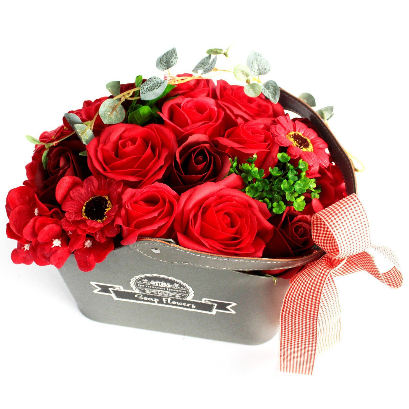  Beautifully Packed In Gift Basket Red Body Soap Flowers, Perfect Wedding Gift, Birthday Gift, Christmas Stocking Filler.