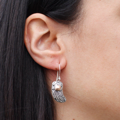 Silver & Gold Tribal Design Drops Earrings.