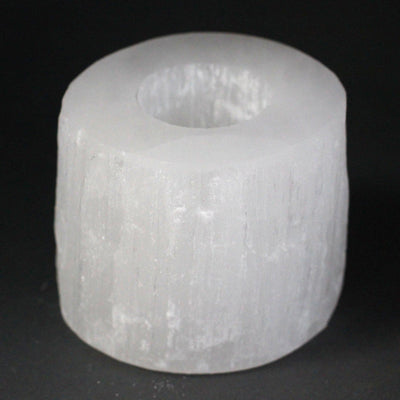 Selenite Natural Stone Cylinder Garden Home Candle Tealight Holders 8,10,15,20cm