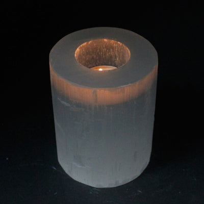 Selenite Stone Cylinder Candle Holders 3 Sizes.