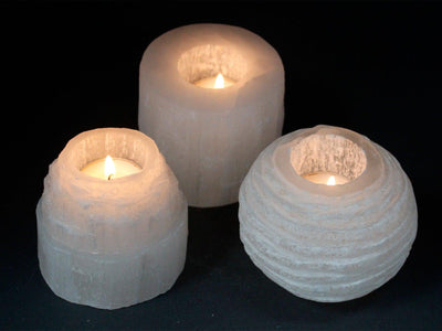 Selenite Mountain Top Candle Holder.