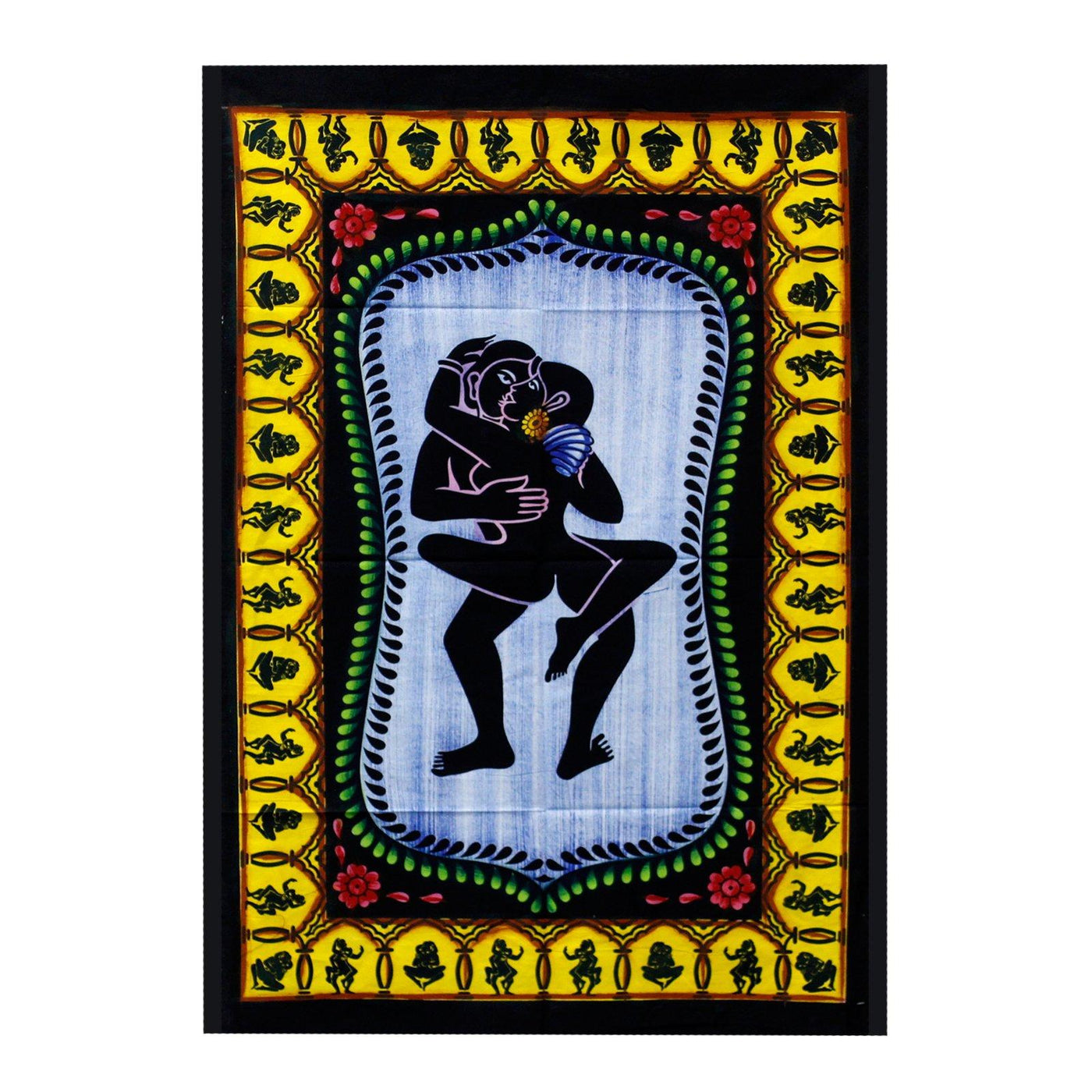 Hand-brushed Cotton Wall Hangings Tapestry, Kama Sutra Design.