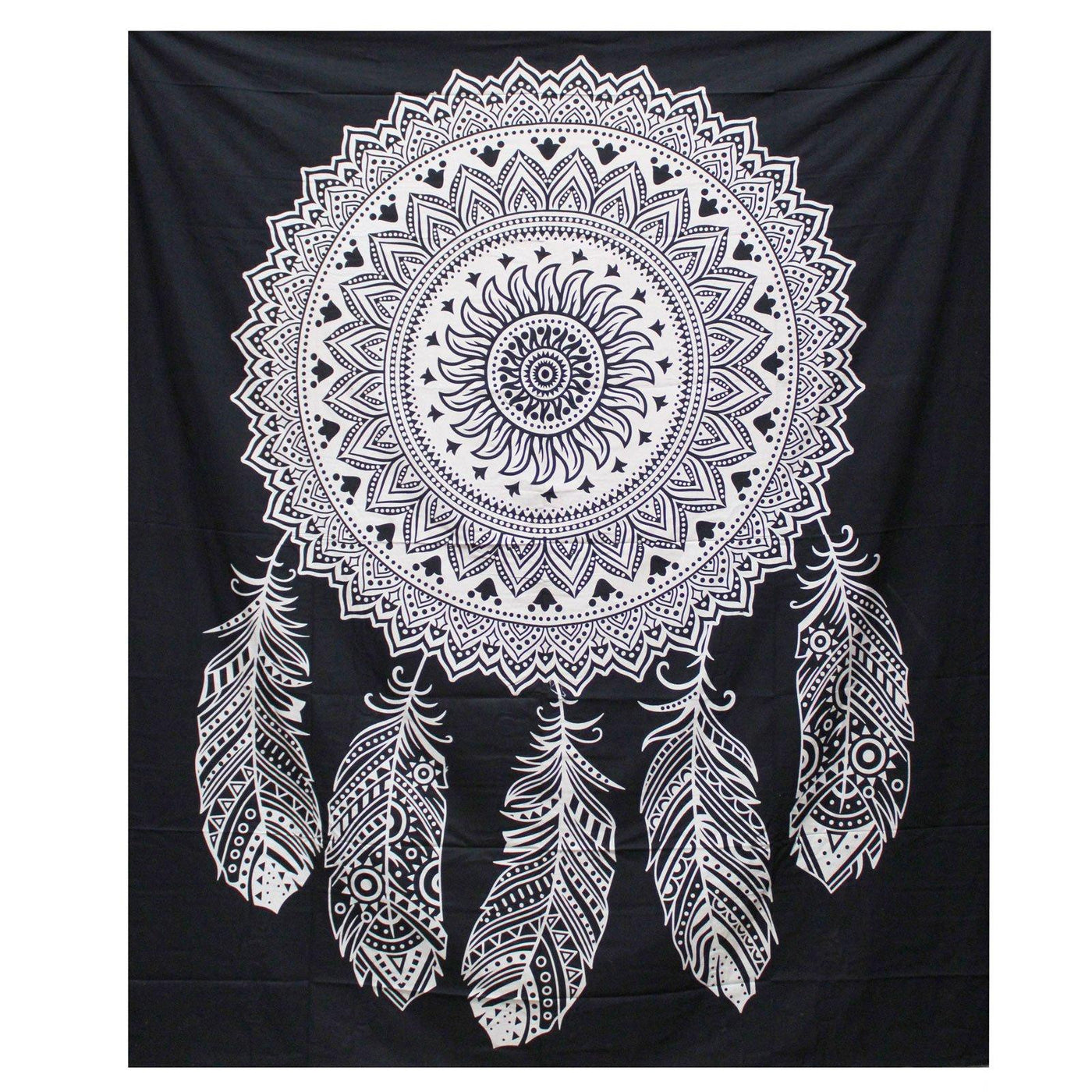 Black & White Double Cotton Bedspread Wall Hanging - Dream Catcher  