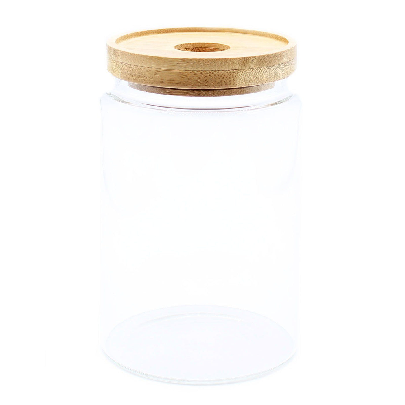 Cottage Bamboo Storage Glass Jars With Lid 10-25cm.