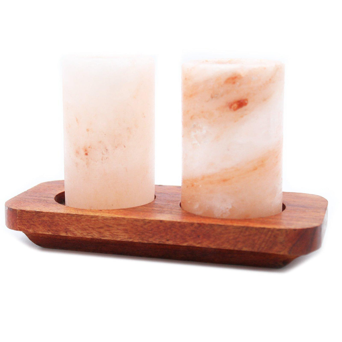 Set Of 2 Himalayan Salt Shot Glasses With Wooden Serving Tray.