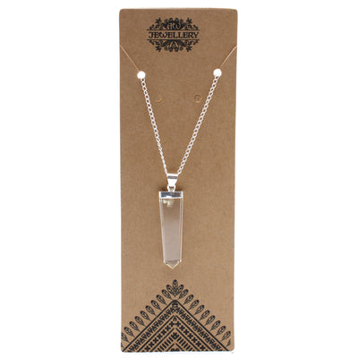 Indian Rock Quartz Flat Pencil Shaped Gemstone Chain Pendant Jewellery.