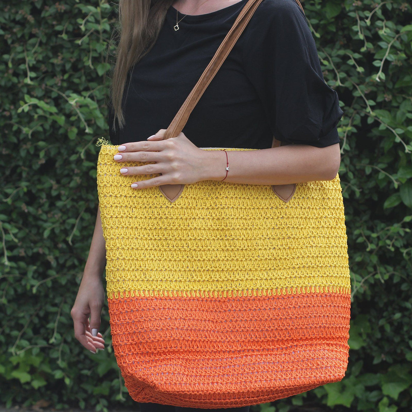 Back To The Bazaar Large Orange And Yellow Women's Shopper Bag.