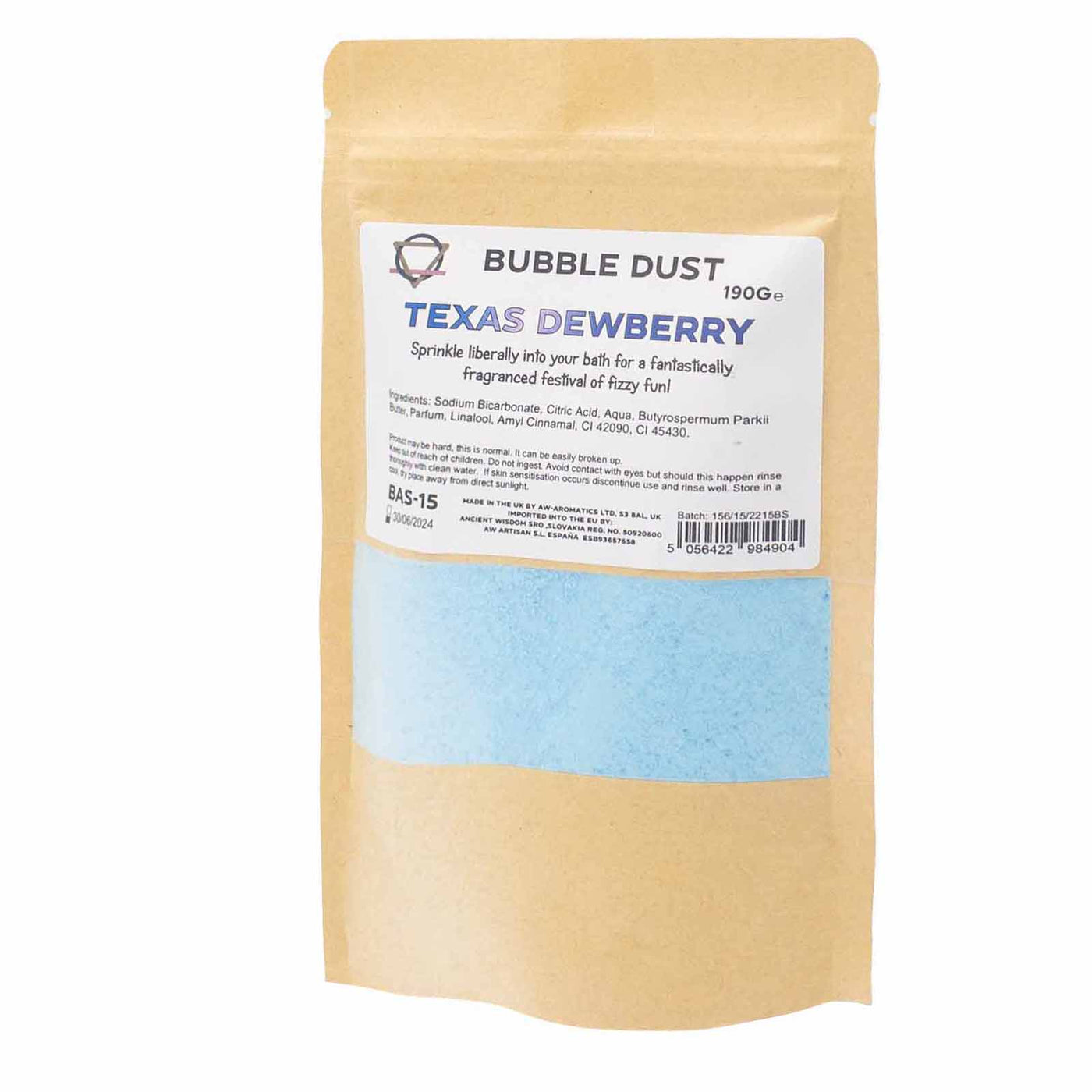 Shea Butter Festive Blue Fragranced Bath Dust - Texas Dewberry.#