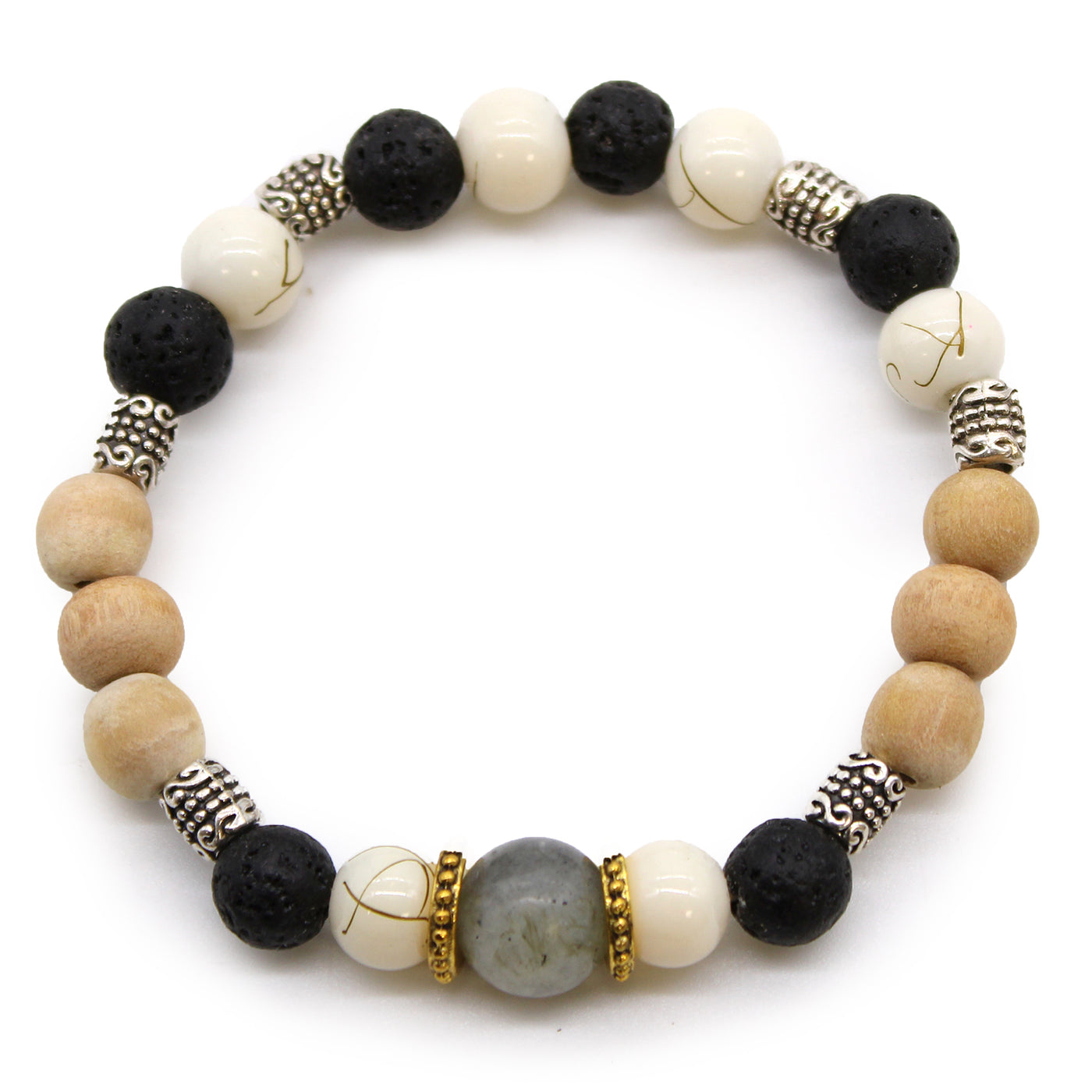  Balance Women's Bracelet With Stone Glass & Wooden Beads In Gift Box 