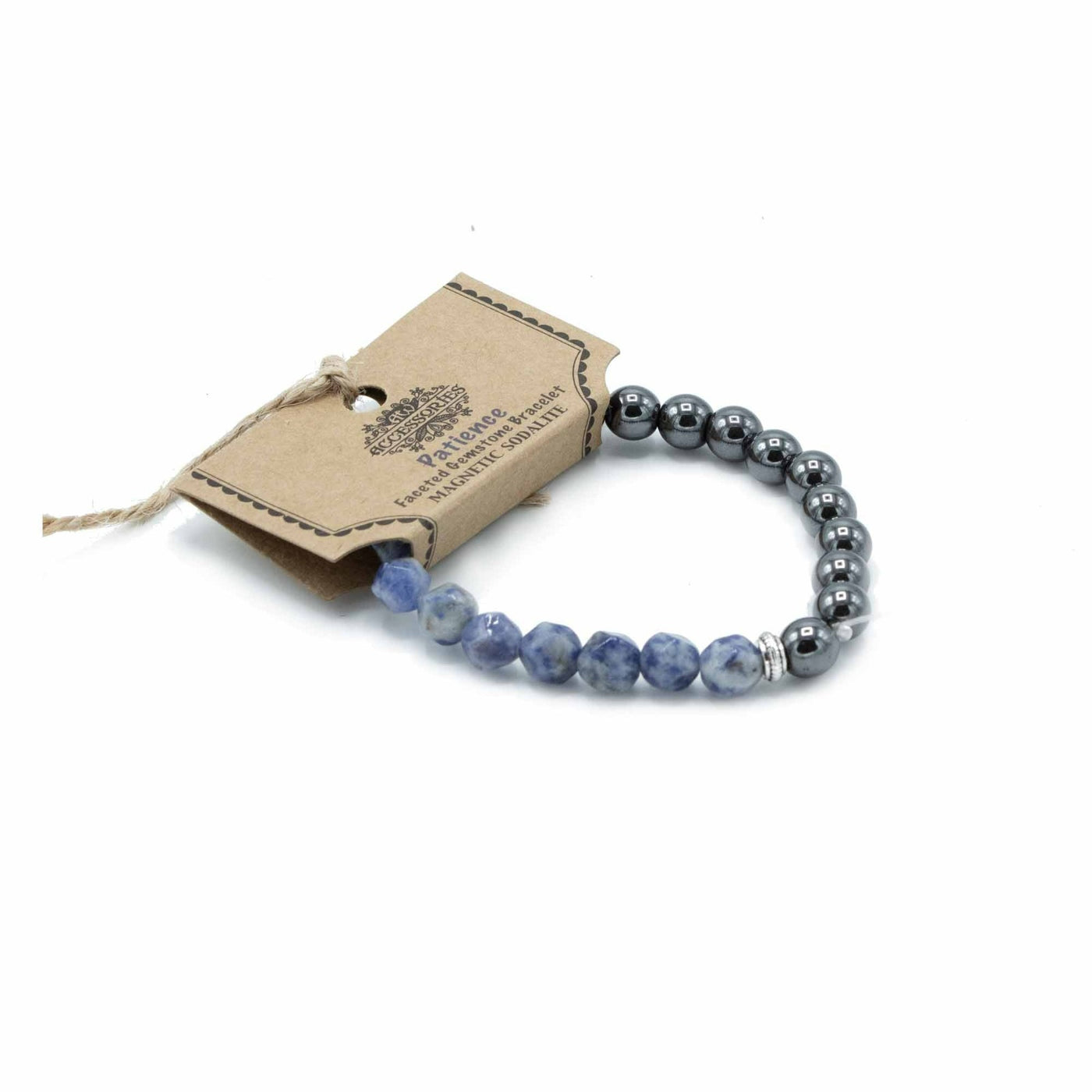 Unisex Faceted Gemstone Magnetic Sodalite Bracelet.